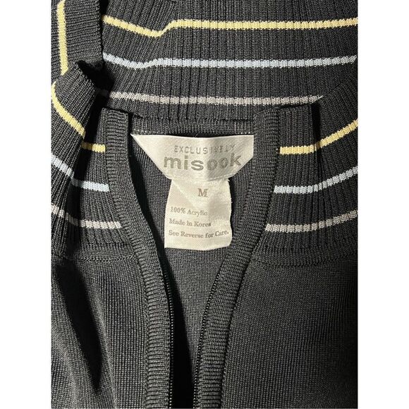 Exclusively Misook Summer Weight Gray Full Zip Long Sleeve Cardigan Medium - Picture 4 of 4